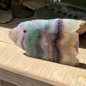 RAINBOW FLUORITE HAND CARVED FISH